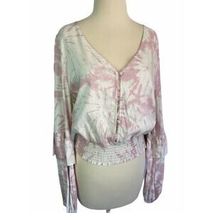 Large Tye Dye Long Sleeve Elastic Waist Blouse Love & Piece Top NWT